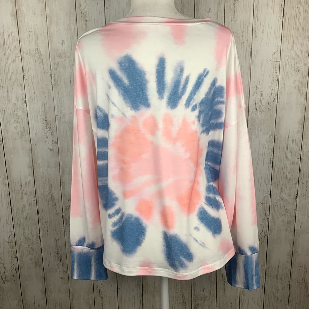 🔥SPIRAL TIE DYE🔥Long Sleeve Pullover Top Pink M/L/XL NWT - Picture 6 of 8